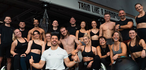 Hyrox team workout post class team photo